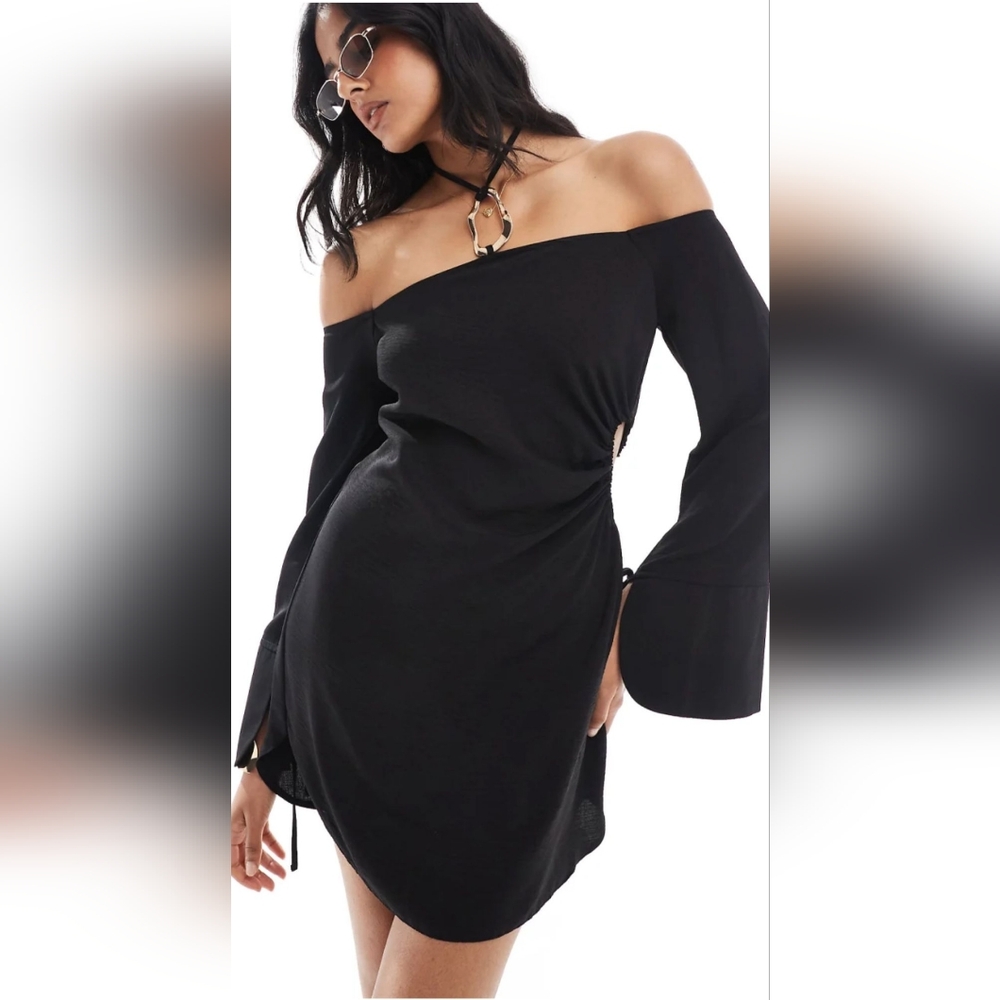 ASOS Black Halter Neck Cut Out Mini Dress